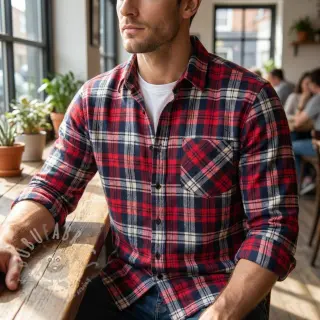 Viscose Scottish Check YARN DYED BRUSHED Atlas red