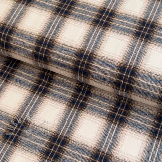 Bombažna tkanina YARN DYED BRUSHED Check Tim beige