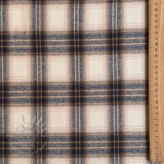 Bombažna tkanina YARN DYED BRUSHED Check Tim beige