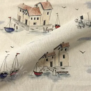 Dekorativno blago Linenlook Seaside House View digital print