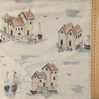 Dekorativno blago Linenlook Seaside House View digital print
