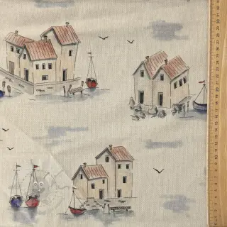 Dekorativno blago Linenlook Seaside House View digital print