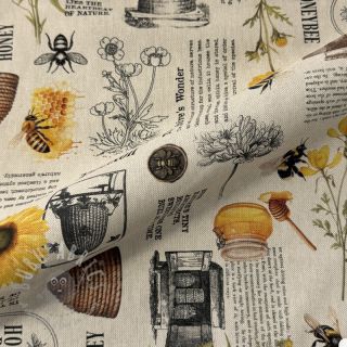 Dekorativno blago Linenlook Bee Honey Recipe digital print