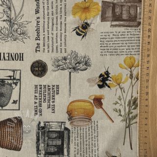 Dekorativno blago Linenlook Bee Honey Recipe digital print