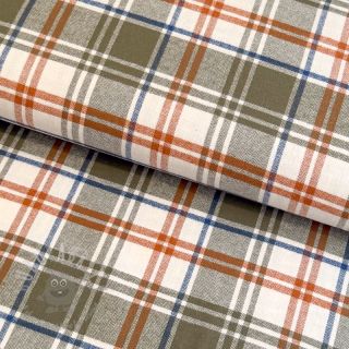 Bombažna tkanina YARN DYED BRUSHED Check Mia olive