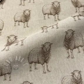 Dekorativno blago Linenlook Pen Drawing Sheep digital print