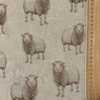 Dekorativno blago Linenlook Pen Drawing Sheep digital print