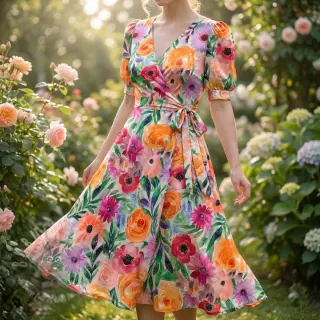 Viskoza RADIANCE Flowers Lirie digital print
