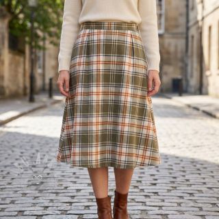 Bombažna tkanina YARN DYED BRUSHED Check Mia olive