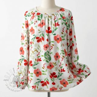 Viskoza RADIANCE Flowers Conie red digital print