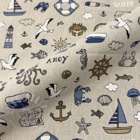 Dekorativno blago Linenlook premium Nautical Doodle
