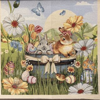 Dekorativno blago GOBELIN PREMIUM Floral Easter Bunny PANEL