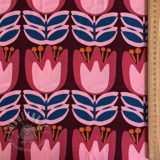 Viskoza ECOVERO Flowers Celia burgundy