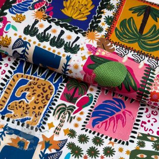 Bombažna tkanina SATIN Summer patchwork digital print