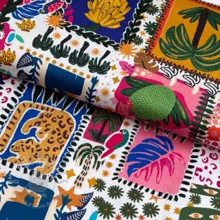 Bombažna tkanina SATIN Summer patchwork digital print