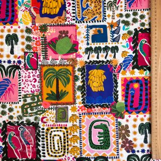 Bombažna tkanina SATIN Summer patchwork digital print