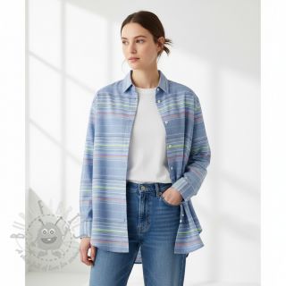 Bombažna tkanina YARN DYED NEON Stripe summer