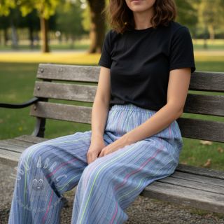 Bombažna tkanina YARN DYED NEON Stripe summer