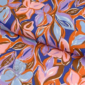 Bombažna tkanina VISCOSE Flowers dark petrol