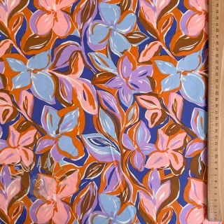 Bombažna tkanina VISCOSE Flowers dark petrol