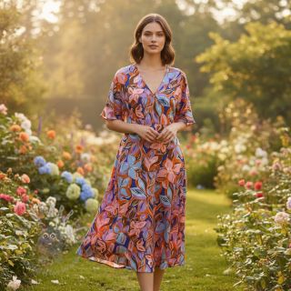 Bombažna tkanina VISCOSE Flowers dark petrol