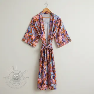 Bombažna tkanina VISCOSE Flowers dark petrol