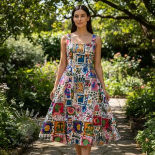 Bombažna tkanina SATIN Summer patchwork digital print