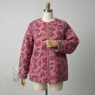 Dvoslojna gaza/muslin STEPPED Flowers mauve