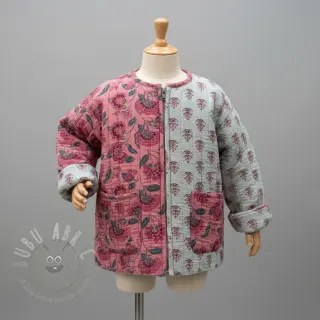 Dvoslojna gaza/muslin STEPPED Flowers mauve
