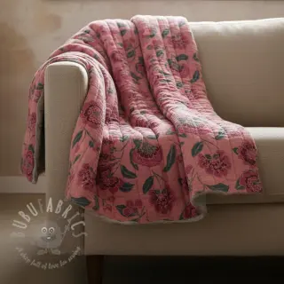 Dvoslojna gaza/muslin STEPPED Flowers mauve