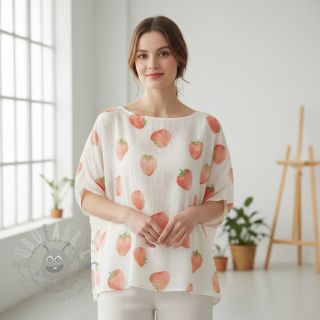 Dvoslojna gaza/muslin Strawberries digital print