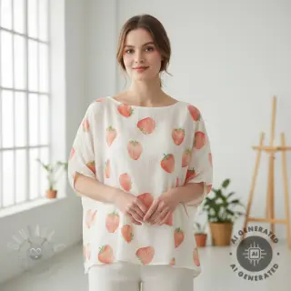 Dvoslojna gaza/muslin Strawberries digital print