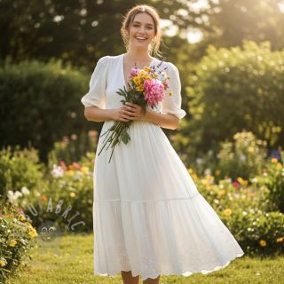 Dvoslojna gaza/muslin BORDER Helene white