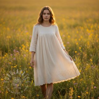 Dvoslojna gaza/muslin BORDER Helene natural