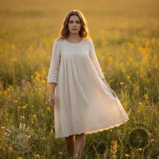 Dvoslojna gaza/muslin BORDER Helene natural