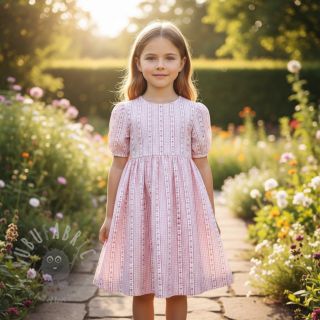 Dvoslojna gaza/muslin Flowers check pink digital print