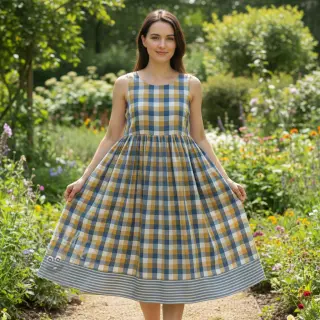 Dvoslojna gaza/muslin DOUBLE SIDED Summer Check