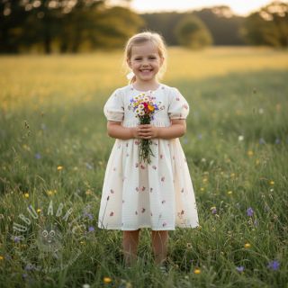 Dvoslojna gaza/muslin EMBROIDERY Fruit peach SIMPLY NATURAL