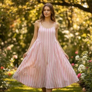 Dvoslojna gaza/muslin YARN DYED Stripe in stripe pink