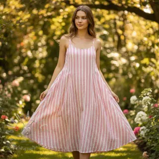 Dvoslojna gaza/muslin YARN DYED Stripe in stripe pink