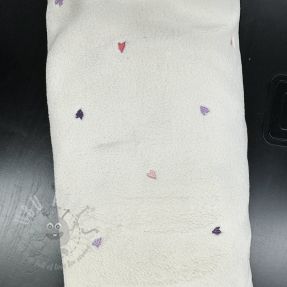 Plaščevina TEDDY EMBROIDERY Hearts ecru 2nd class