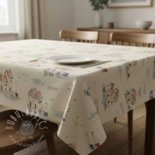 Dekorativno blago Linenlook Seaside House View digital print