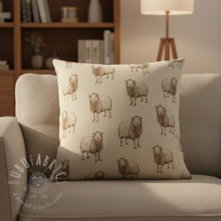 Dekorativno blago Linenlook Pen Drawing Sheep digital print