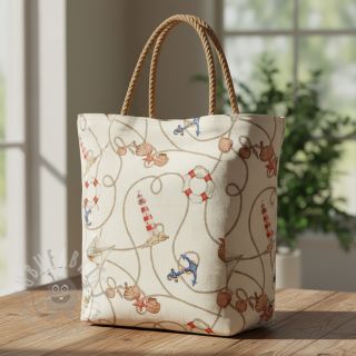 Dekorativno blago Linenlook Maritime Rope Mix digital print