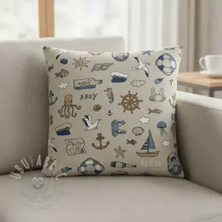 Dekorativno blago Linenlook premium Nautical Doodle