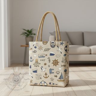 Dekorativno blago Linenlook premium Nautical Doodle