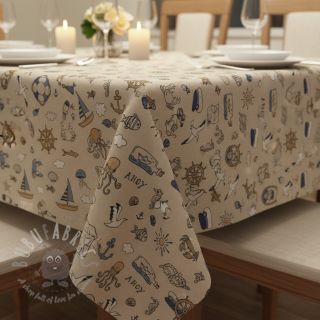 Dekorativno blago Linenlook premium Nautical Doodle