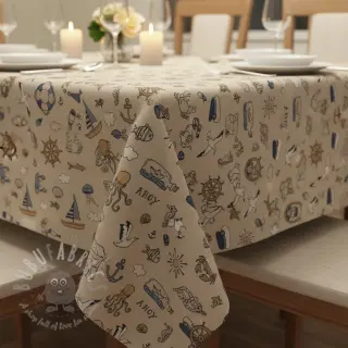 Dekorativno blago Linenlook premium Nautical Doodle