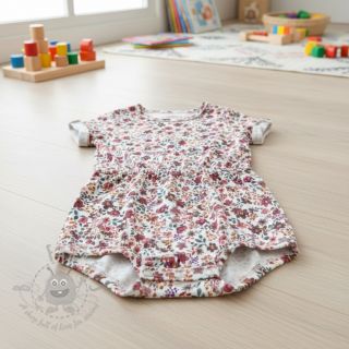 Jersey Flowers burgundy digital print ORGANIC