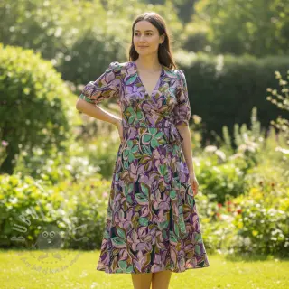 Bombažna tkanina VISCOSE Flowers cobalt